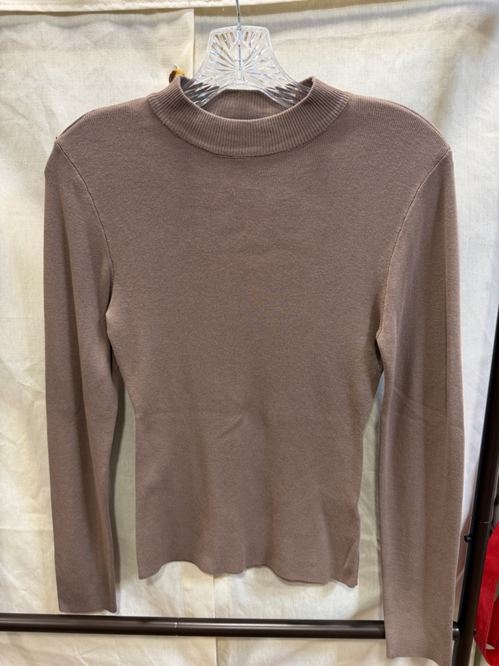 Workshop Republic Clothing Taupe Ribbed Mock Neck Sweater
